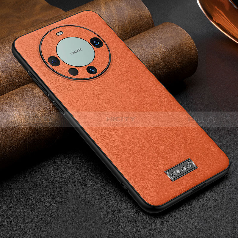 Coque Luxe Cuir Housse Etui LD1 pour Huawei Mate 60 Orange Plus