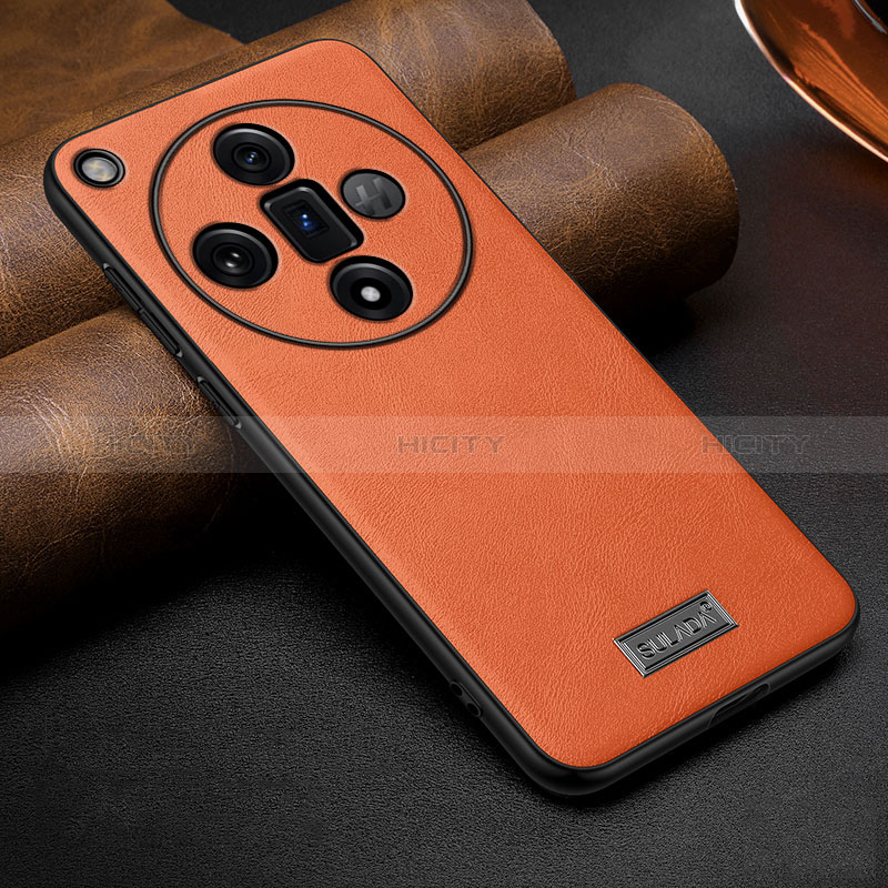 Coque Luxe Cuir Housse Etui LD1 pour Oppo Find X7 5G Orange Plus