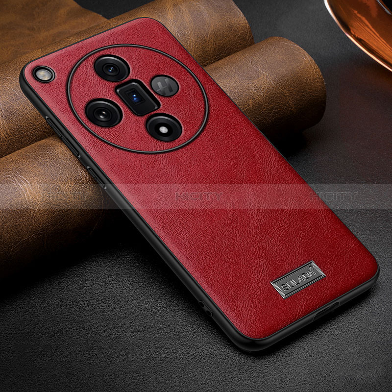 Coque Luxe Cuir Housse Etui LD1 pour Oppo Find X7 5G Rouge Plus