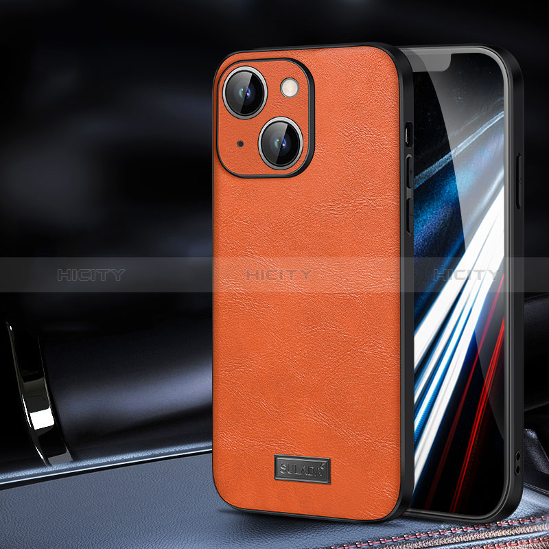 Coque Luxe Cuir Housse Etui LD2 pour Apple iPhone 13 Orange Plus