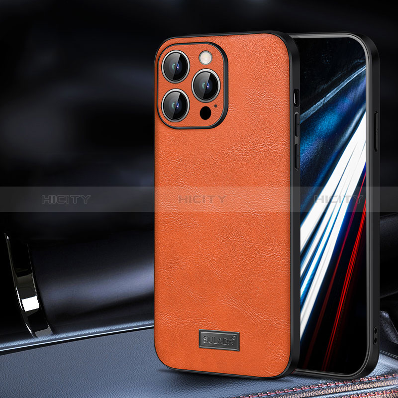 Coque Luxe Cuir Housse Etui LD2 pour Apple iPhone 13 Pro Max Orange Plus