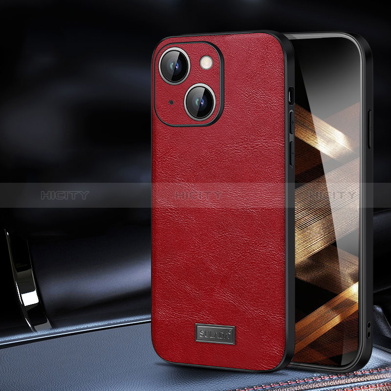 Coque Luxe Cuir Housse Etui LD2 pour Apple iPhone 15 Plus Rouge Plus