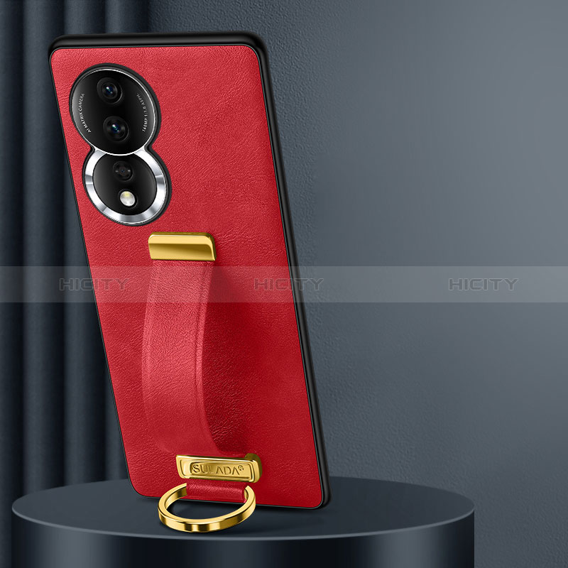 Coque Luxe Cuir Housse Etui LD2 pour Huawei Honor 80 5G Rouge Plus