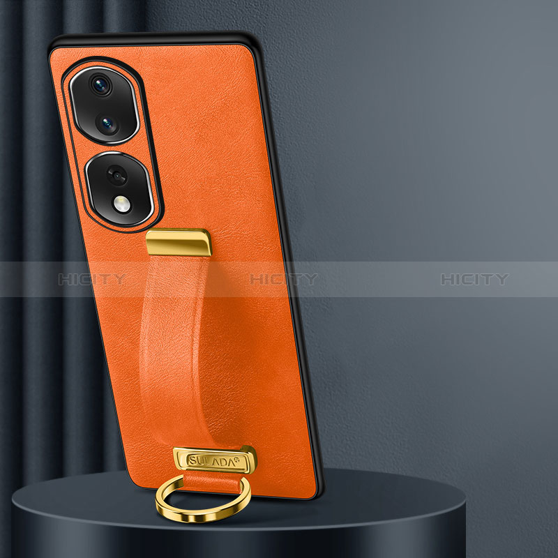 Coque Luxe Cuir Housse Etui LD2 pour Huawei Honor 80 Pro 5G Orange Plus