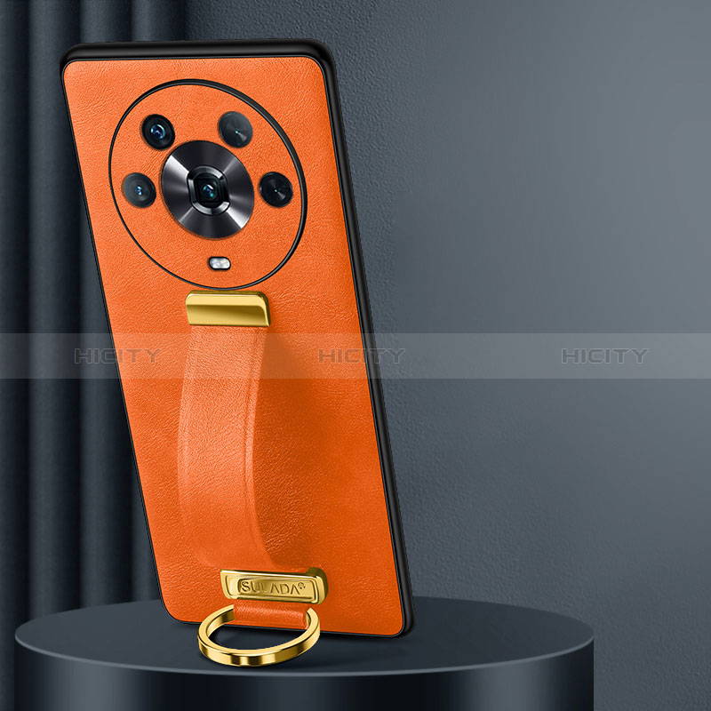 Coque Luxe Cuir Housse Etui LD2 pour Huawei Honor Magic4 5G Orange Plus