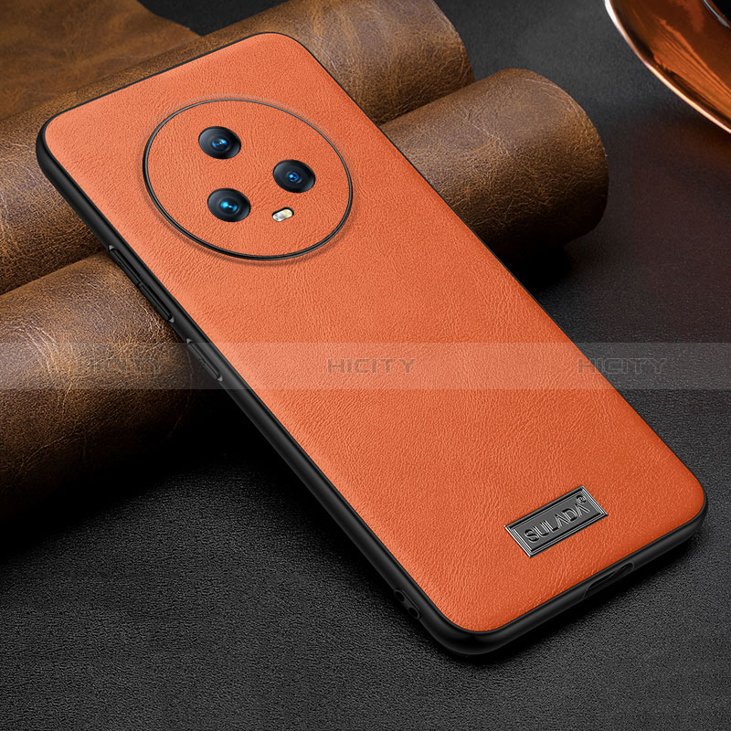 Coque Luxe Cuir Housse Etui LD2 pour Huawei Honor Magic5 5G Orange Plus