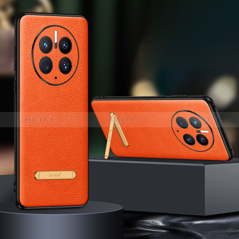 Coque Luxe Cuir Housse Etui LD2 pour Huawei Mate 50 Orange Plus