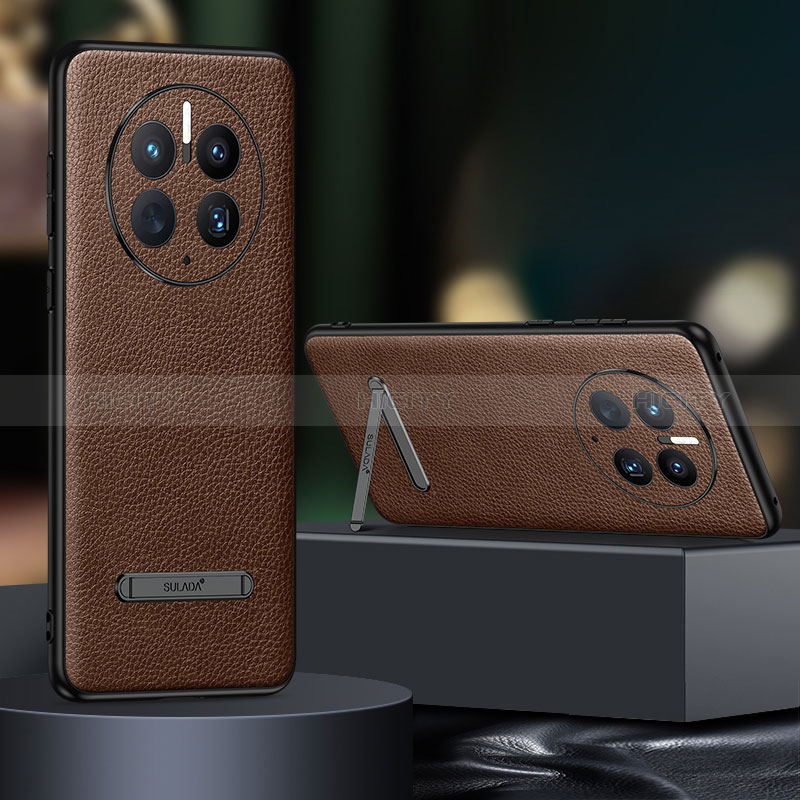 Coque Luxe Cuir Housse Etui LD2 pour Huawei Mate 50 Pro Marron Plus