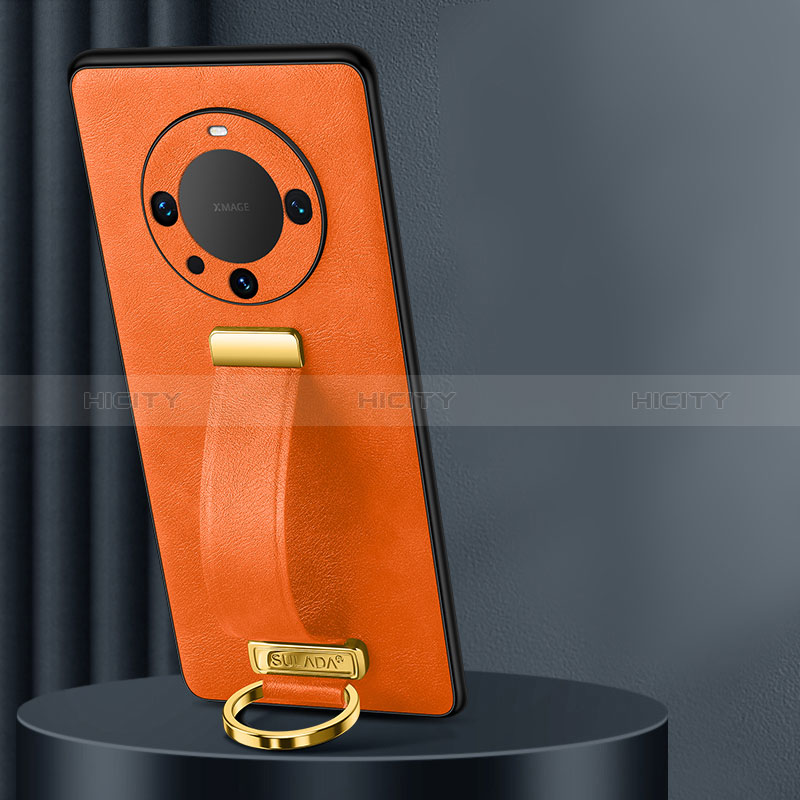 Coque Luxe Cuir Housse Etui LD2 pour Huawei Mate 60 Orange Plus