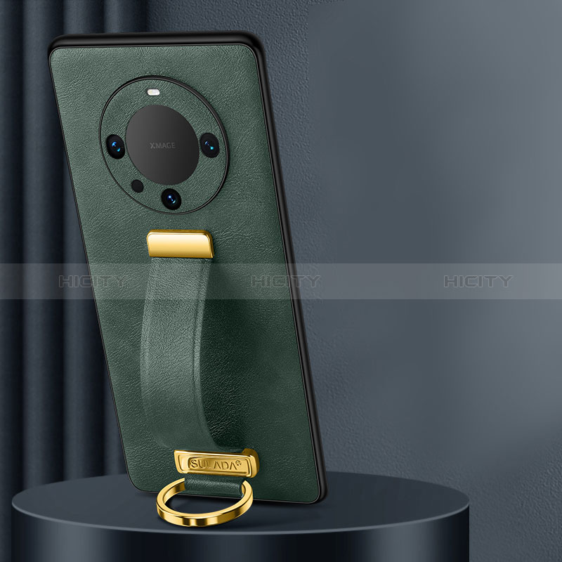 Coque Luxe Cuir Housse Etui LD2 pour Huawei Mate 60 Pro+ Plus Vert Plus