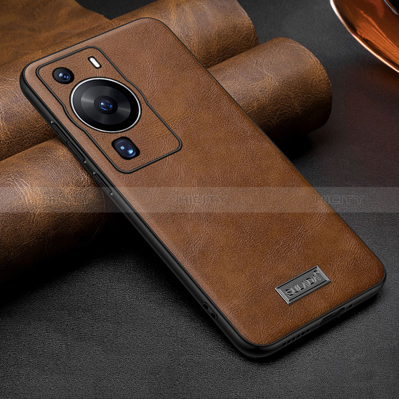 Coque Luxe Cuir Housse Etui LD2 pour Huawei P60 Pro Marron Plus