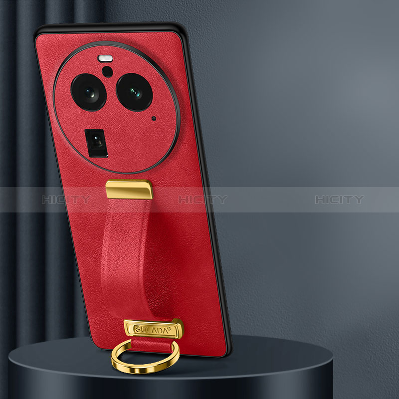 Coque Luxe Cuir Housse Etui LD2 pour Oppo Find X6 Pro 5G Rouge Plus