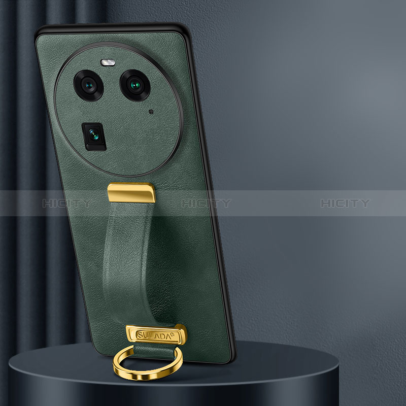 Coque Luxe Cuir Housse Etui LD2 pour Oppo Find X6 Pro 5G Vert Plus