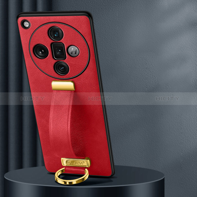 Coque Luxe Cuir Housse Etui LD2 pour Oppo Find X7 Ultra 5G Rouge Plus