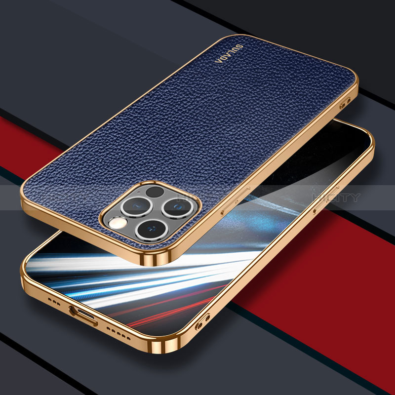 Coque Luxe Cuir Housse Etui LD3 pour Apple iPhone 13 Pro Bleu Plus