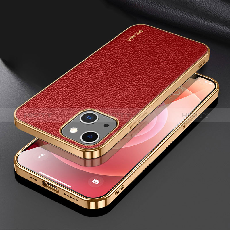 Coque Luxe Cuir Housse Etui LD3 pour Apple iPhone 13 Rouge Plus