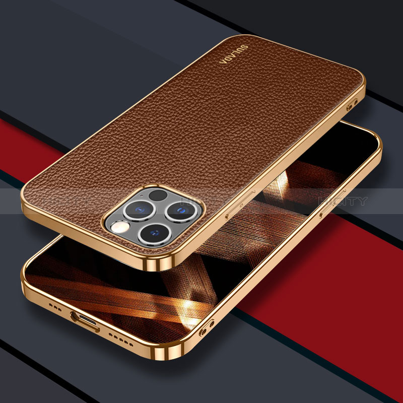 Coque Luxe Cuir Housse Etui LD3 pour Apple iPhone 14 Pro Max Marron Plus