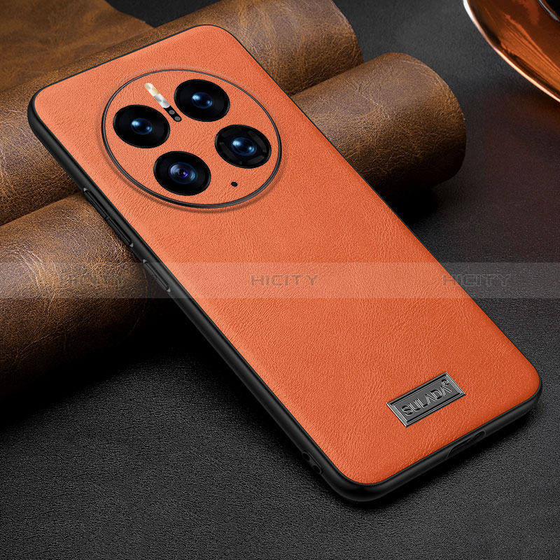 Coque Luxe Cuir Housse Etui LD3 pour Huawei Mate 50 Pro Orange Plus