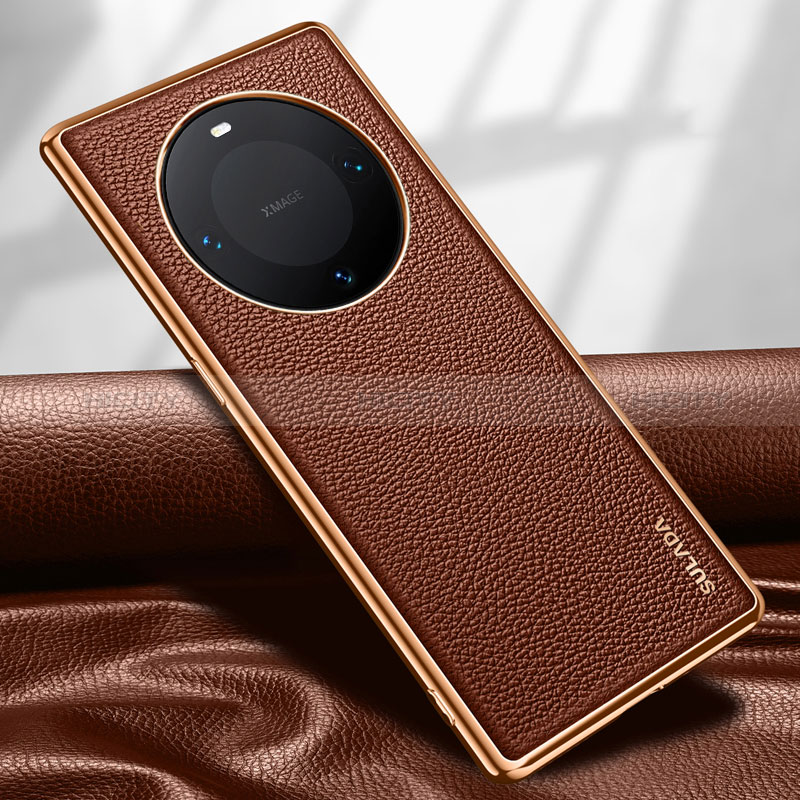 Coque Luxe Cuir Housse Etui LD4 pour Huawei Mate 60 Pro Marron Plus