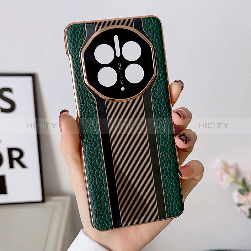 Coque Luxe Cuir Housse Etui LF1 pour Huawei Mate 50 Pro Vert Plus