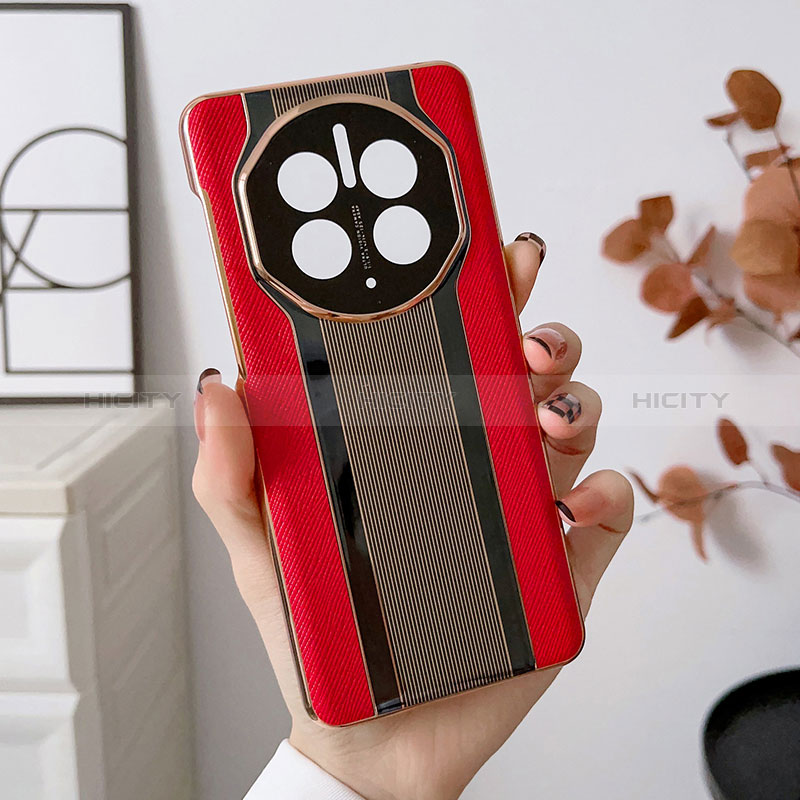 Coque Luxe Cuir Housse Etui LF2 pour Huawei Mate 50 Rouge Plus