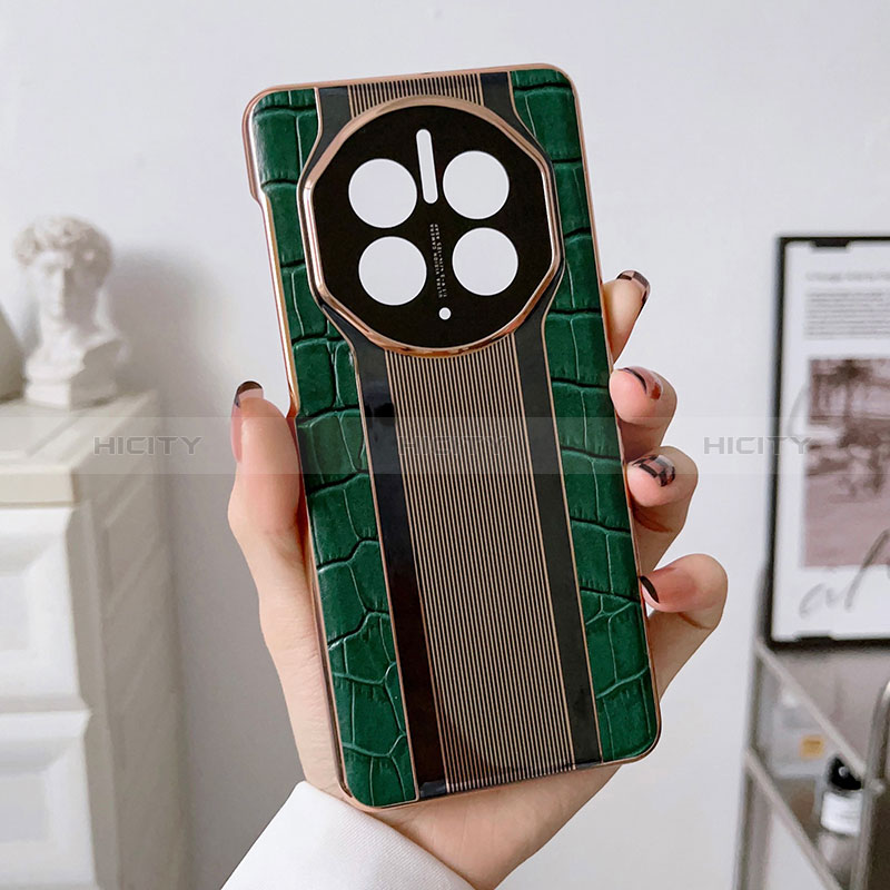 Coque Luxe Cuir Housse Etui LF3 pour Huawei Mate 50 Vert Plus