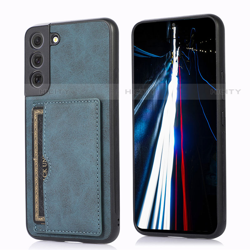 Coque Luxe Cuir Housse Etui M03T pour Samsung Galaxy S21 5G Bleu Plus