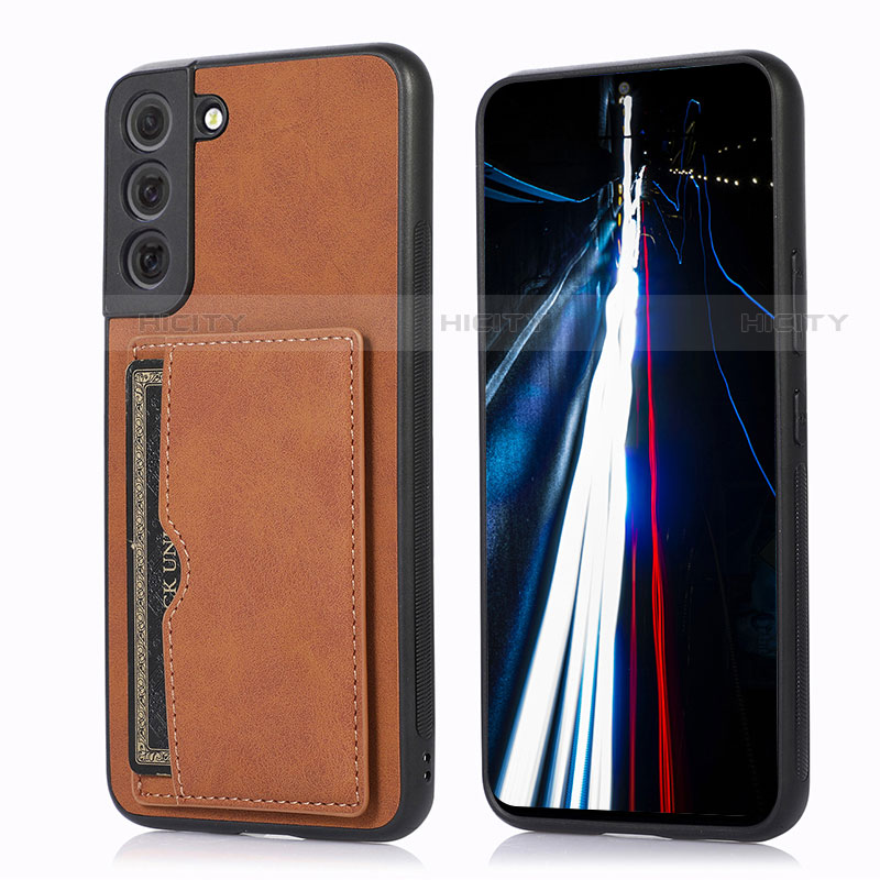 Coque Luxe Cuir Housse Etui M03T pour Samsung Galaxy S21 FE 5G Marron Plus