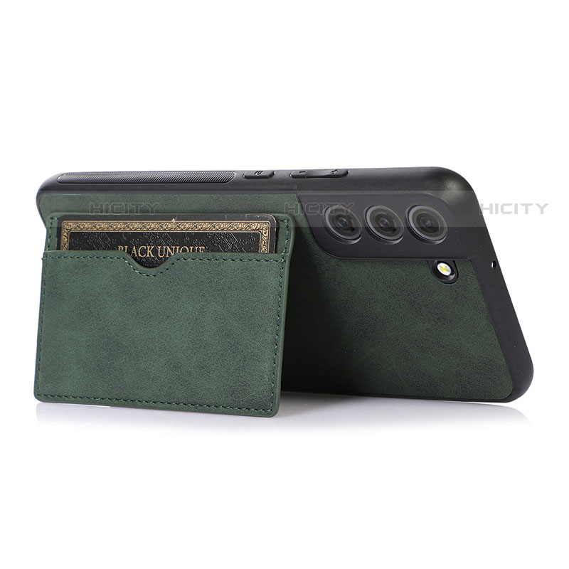 Coque Luxe Cuir Housse Etui M04T pour Samsung Galaxy S21 5G Vert Plus