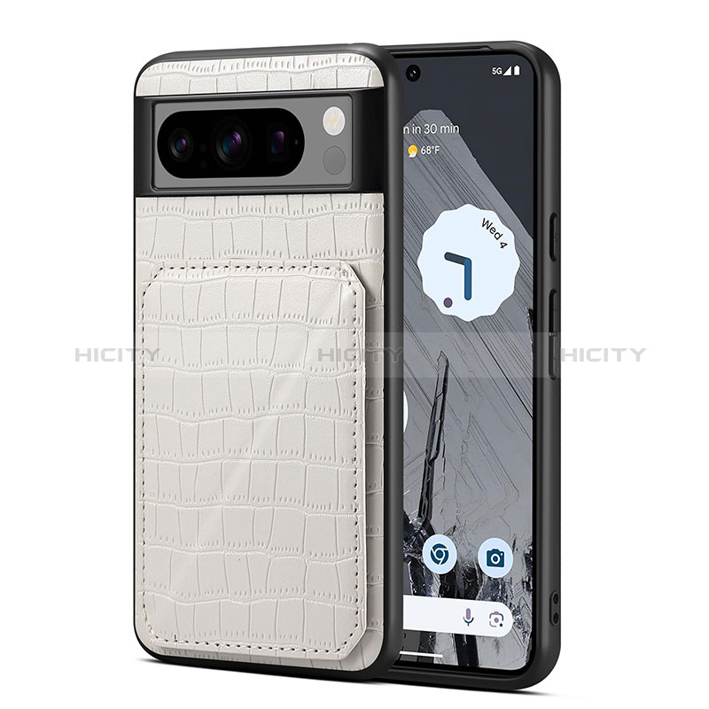 Coque Luxe Cuir Housse Etui MT3 pour Google Pixel 8 Pro 5G Blanc Plus