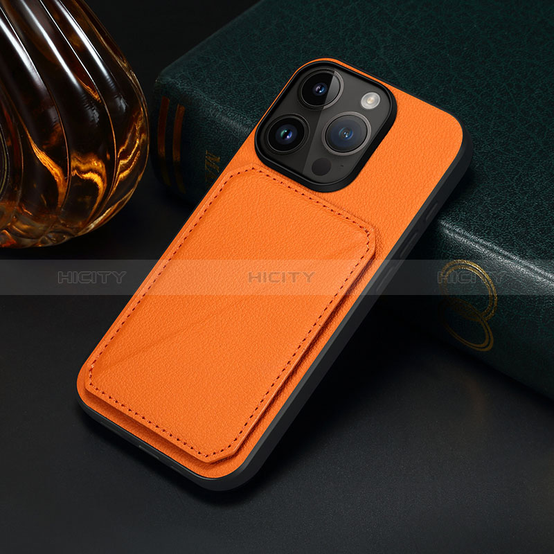 Coque Luxe Cuir Housse Etui MT4 pour Apple iPhone 14 Pro Max Orange Plus