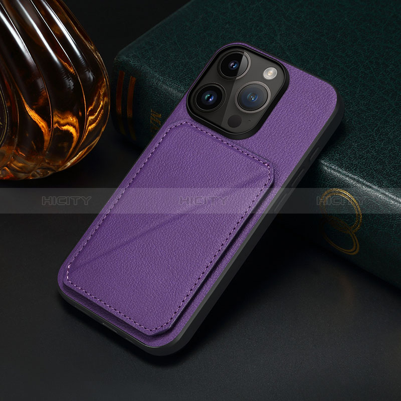 Coque Luxe Cuir Housse Etui MT4 pour Apple iPhone 14 Pro Max Violet Plus