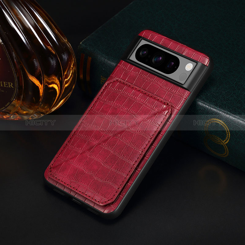 Coque Luxe Cuir Housse Etui MT4 pour Google Pixel 8 Pro 5G Rouge Plus