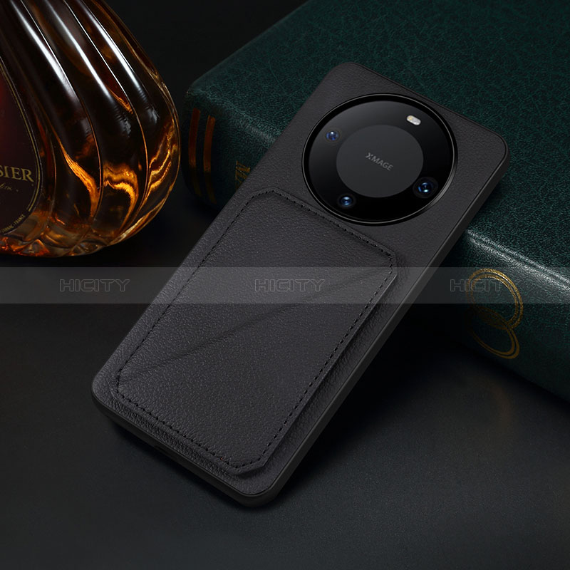 Coque Luxe Cuir Housse Etui MT4 pour Huawei Mate 60 Pro Noir Plus