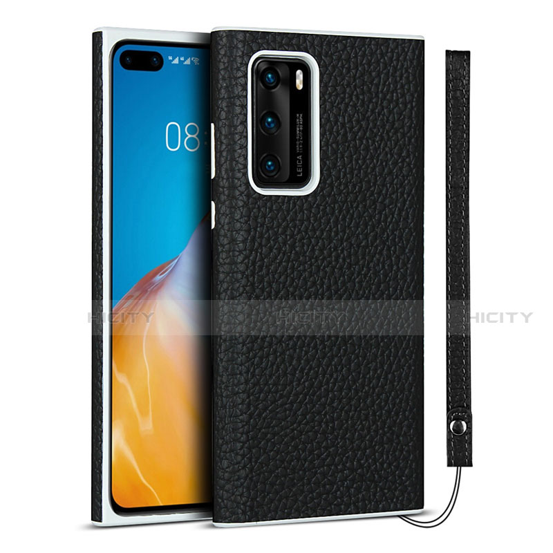 Coque Luxe Cuir Housse Etui N01 pour Huawei P40 Noir Plus