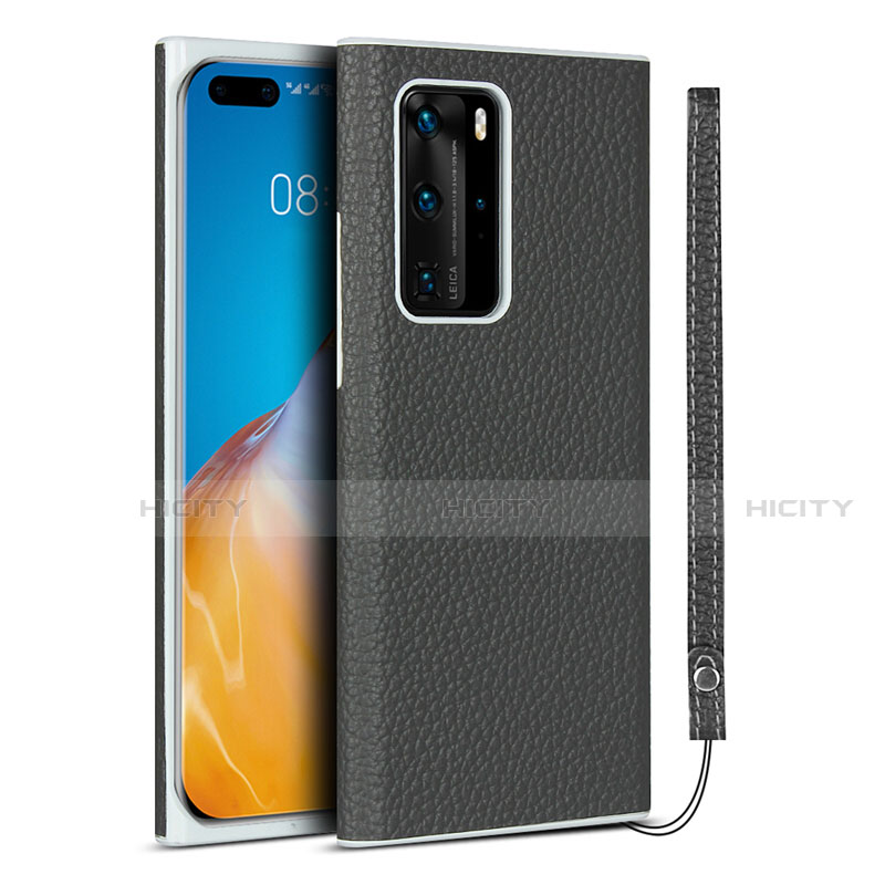 Coque Luxe Cuir Housse Etui N01 pour Huawei P40 Pro Gris Plus