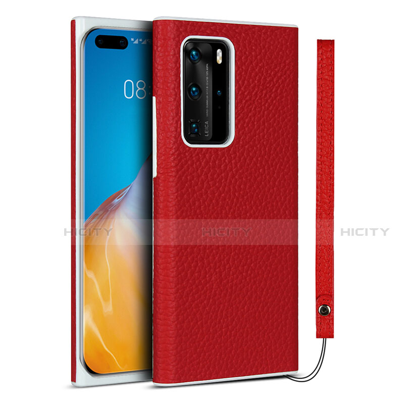 Coque Luxe Cuir Housse Etui N01 pour Huawei P40 Pro Rouge Plus