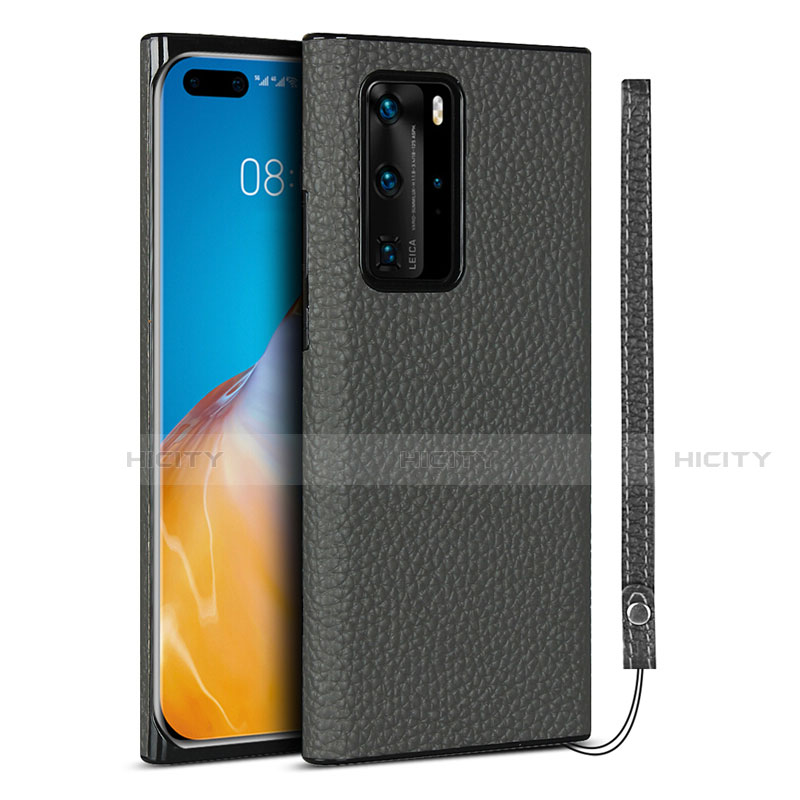 Coque Luxe Cuir Housse Etui N02 pour Huawei P40 Pro Gris Plus