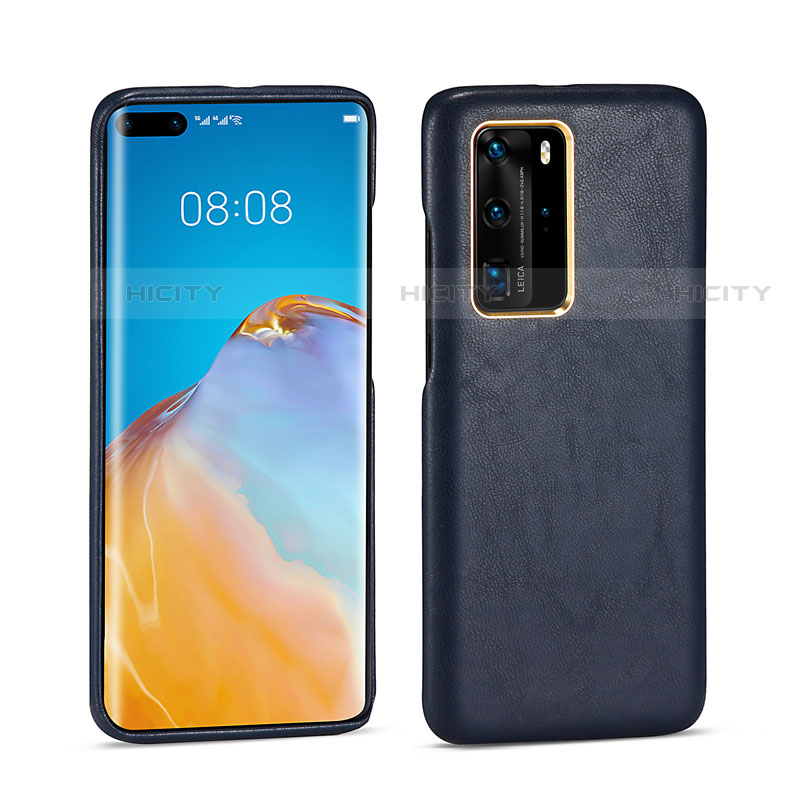 Coque Luxe Cuir Housse Etui N04 pour Huawei P40 Pro Bleu Plus