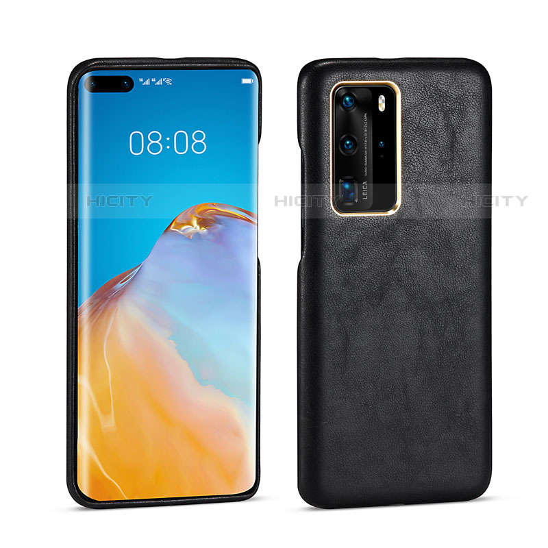 Coque Luxe Cuir Housse Etui N04 pour Huawei P40 Pro Noir Plus