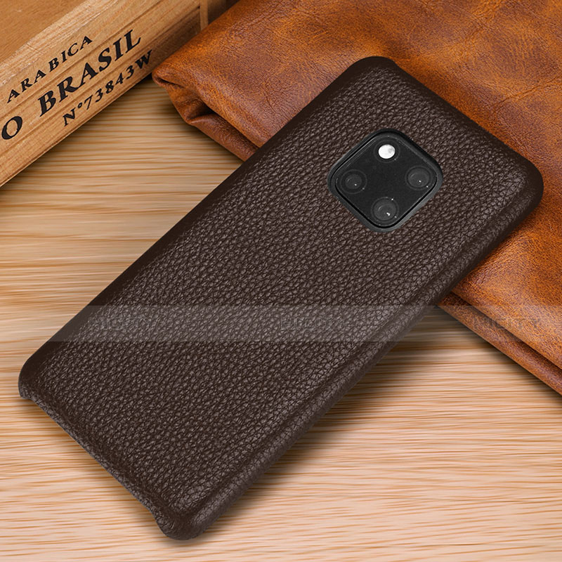 Coque Luxe Cuir Housse Etui P01 pour Huawei Mate 20 Pro Marron Plus