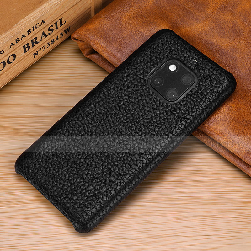 Coque Luxe Cuir Housse Etui P01 pour Huawei Mate 20 Pro Noir Plus