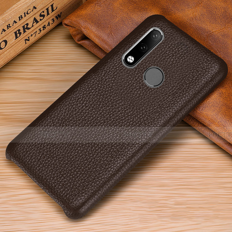 Coque Luxe Cuir Housse Etui P01 pour Huawei P30 Lite Marron Plus