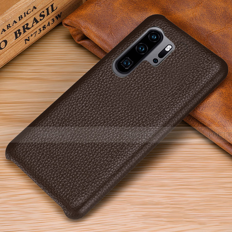 Coque Luxe Cuir Housse Etui P01 pour Huawei P30 Pro New Edition Marron Plus