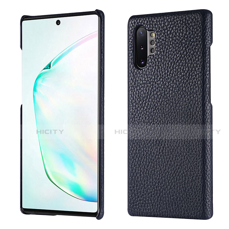 Coque Luxe Cuir Housse Etui P01 pour Samsung Galaxy Note 10 Plus 5G Bleu Plus