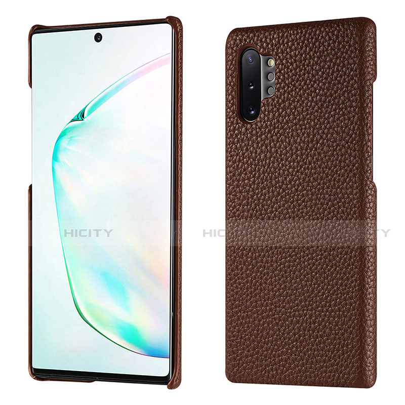 Coque Luxe Cuir Housse Etui P01 pour Samsung Galaxy Note 10 Plus Marron Plus