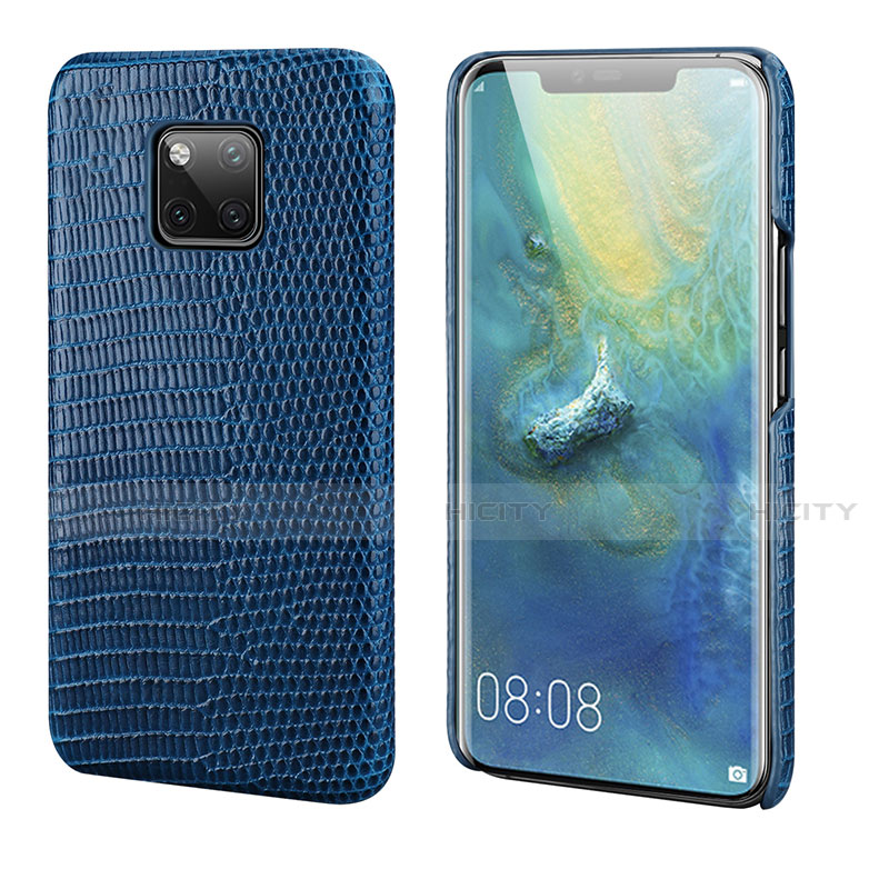 Coque Luxe Cuir Housse Etui P02 pour Huawei Mate 20 Pro Bleu Plus