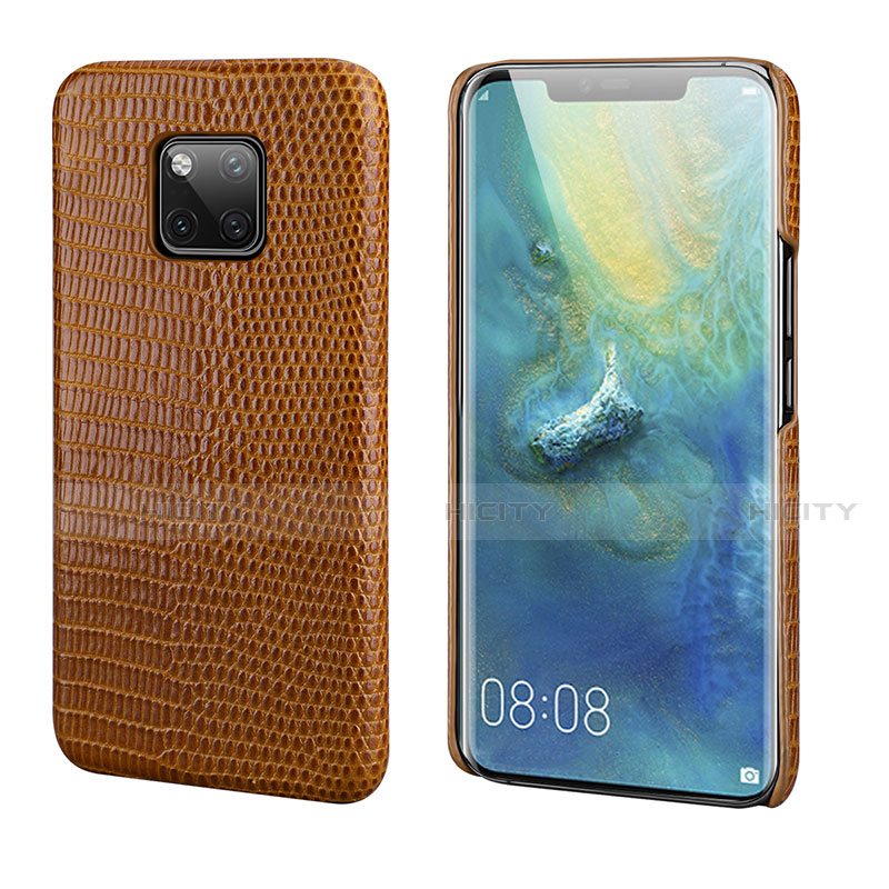 Coque Luxe Cuir Housse Etui P02 pour Huawei Mate 20 Pro Marron Plus