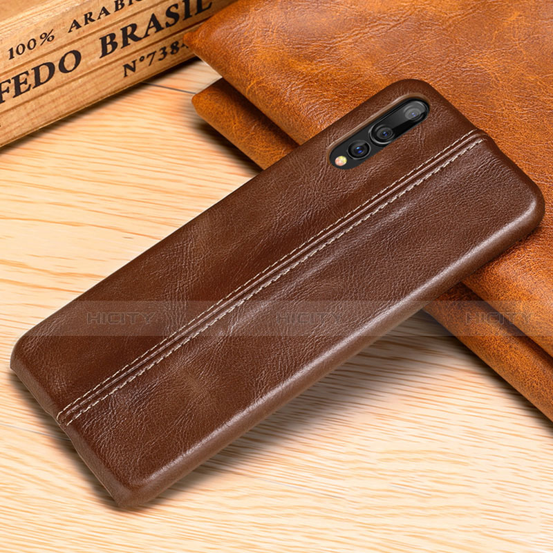 Coque Luxe Cuir Housse Etui P02 pour Huawei P20 Pro Marron Plus