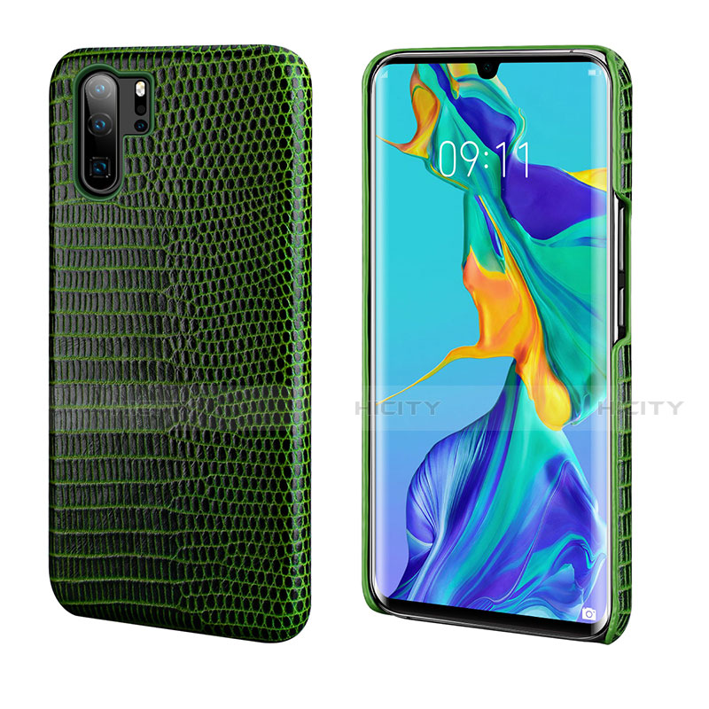 Coque Luxe Cuir Housse Etui P02 pour Huawei P30 Pro New Edition Vert Plus